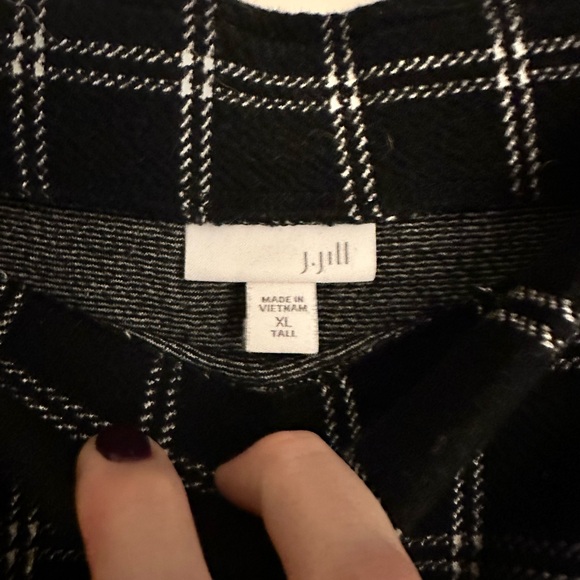 J. Jill XL Tall Plaid Black White Pull on skirt - Picture 2 of 2